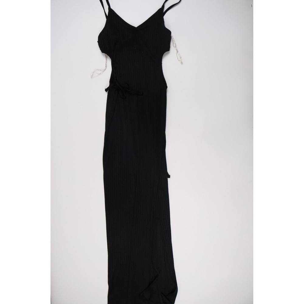 Jolie & Joy Maxi Dress Ribbed Cutout Black Solid Small NWT